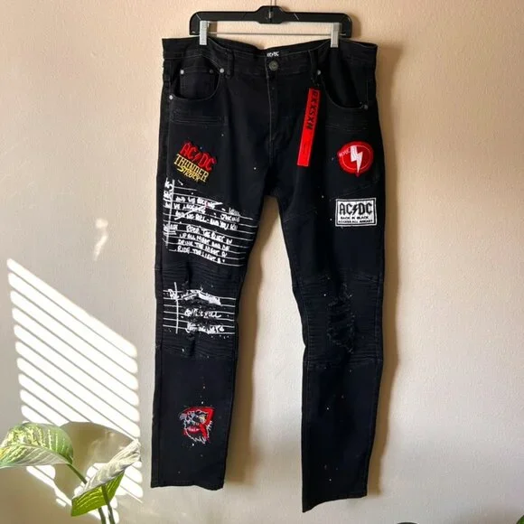 AC/DC Reason World Tour Commemorative black denim jacket XL & Pants jeans 40 - Picture 2 of 12
